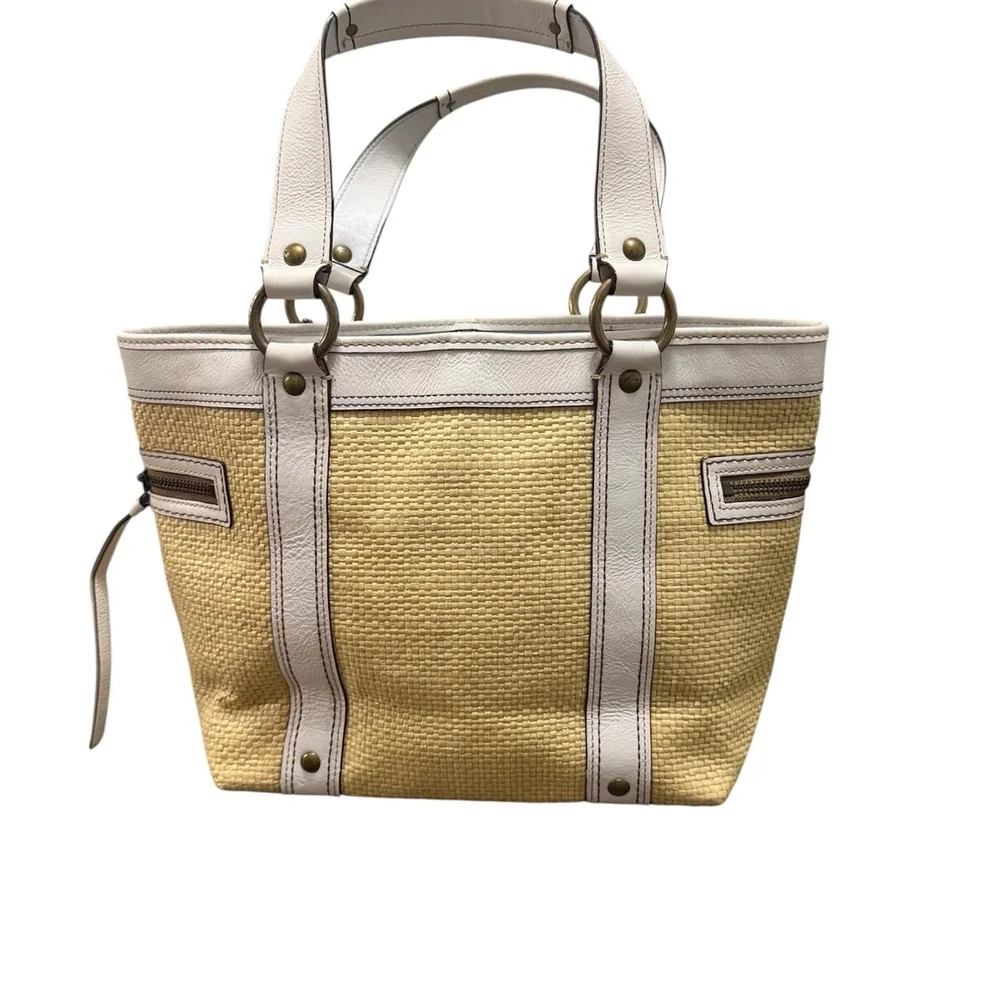 Coach Cream and Tan Tote Bag